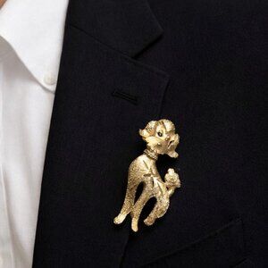 Signed Vintage Mamselle French poodle brooch, gold tone, so cute